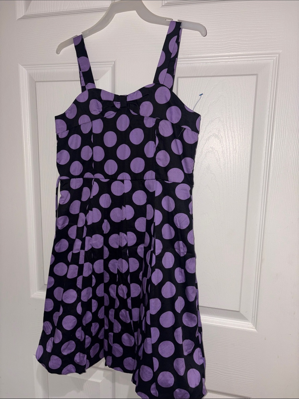 Speechless Black Dress with Lavender Polka Dots